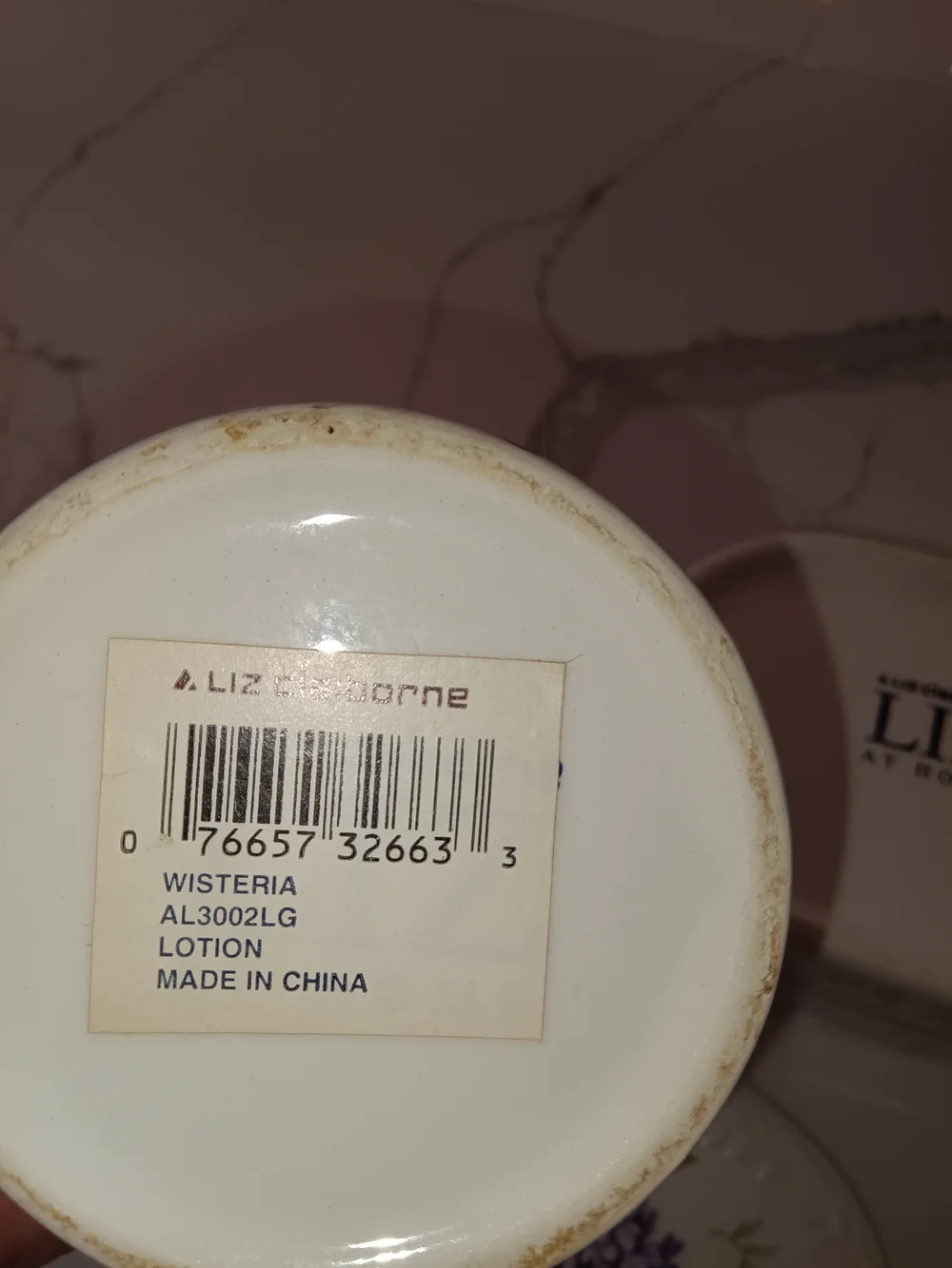 Liz Claiborne Wisteria Ceramic Lotion Bottle and Container Set Early 2000's